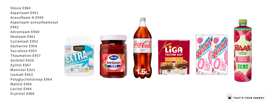 Zoetstoffen zijn chemische toevoegingen met een e-nummer